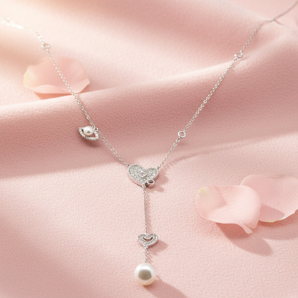 Silver 925 Necklace Set with Pearl