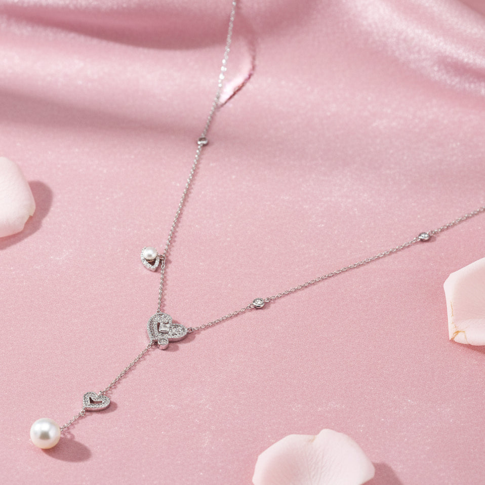 Silver 925 Necklace Set with Pearl