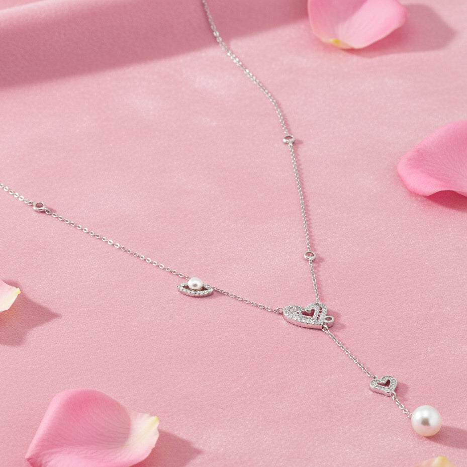 Silver 925 Necklace Set with Pearl
