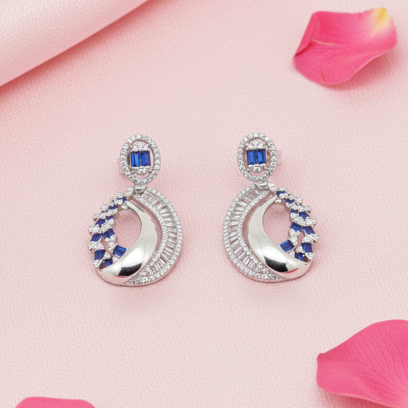 Silver 925 Oval Blue Sapphire Necklace Set