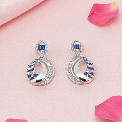 Silver 925 Oval Blue Sapphire Necklace Set