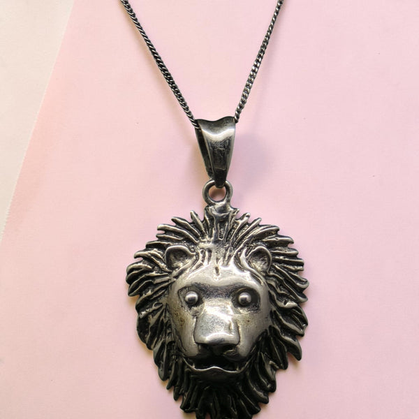 Sterling Silver Lion Head Pendant