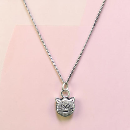 Sterling Silver Kitten Face Pendant
