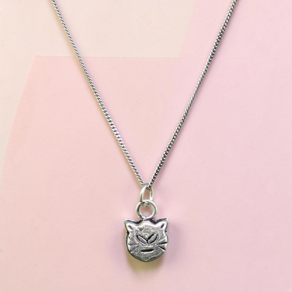 Sterling Silver Kitten Face Pendant