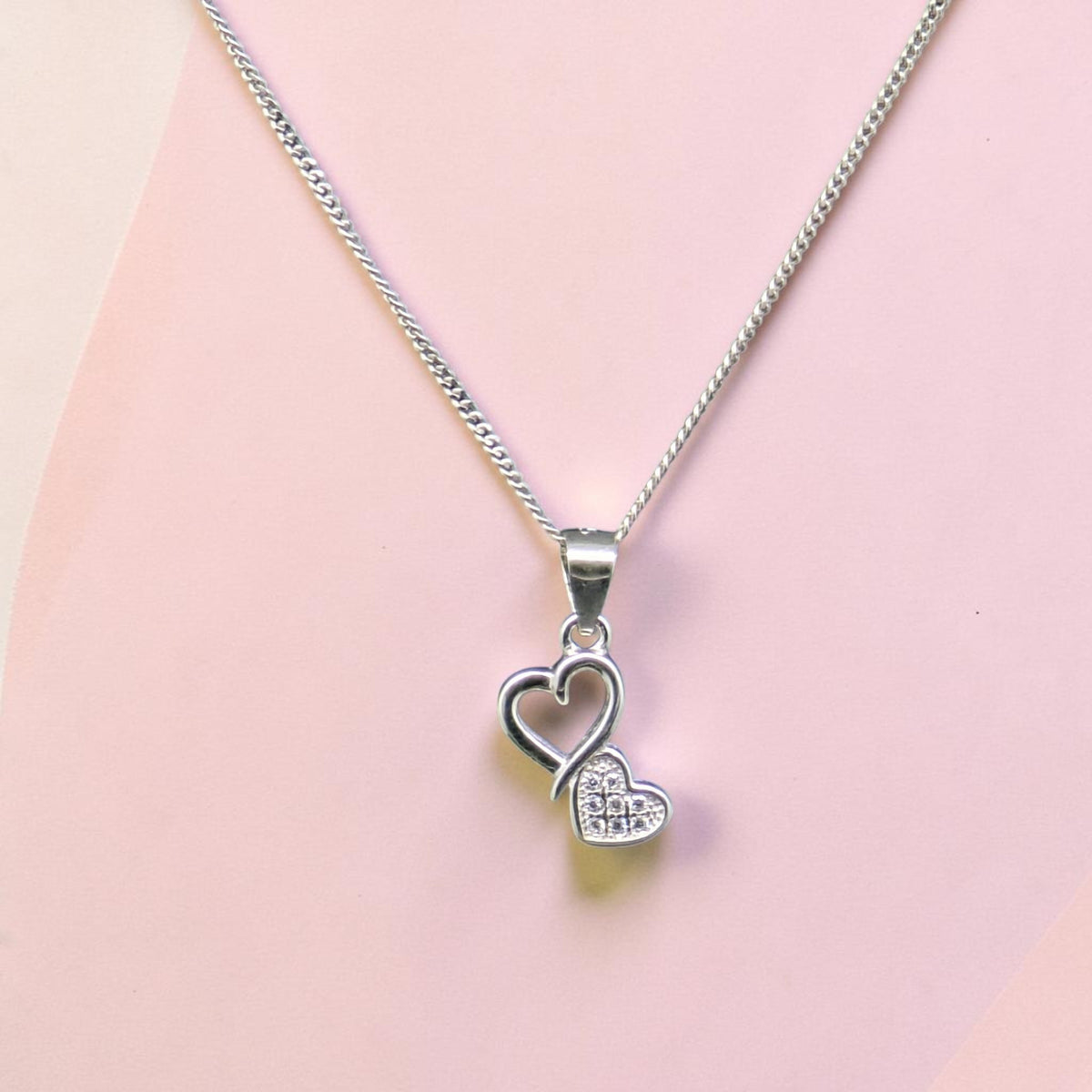 Double Heart Silver 92.5 Pendant