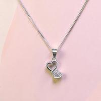 Double Heart Silver 92.5 Pendant