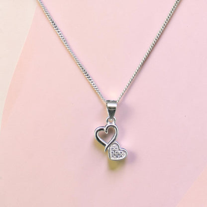 Double Heart Silver 92.5 Pendant