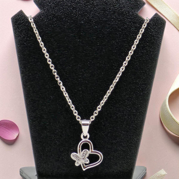 Silver Heart Butterfly Pendant 92.5