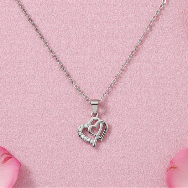 Sterling Silver Double Heart Next to Heart Pendant