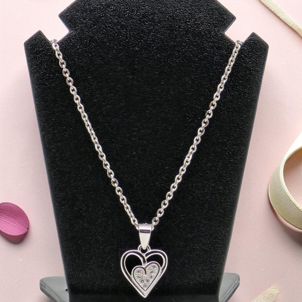 Sterling Silver Double Heart Within Heart Pendant