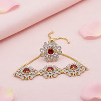 Gold Silver Bracelet Ring Set Ruby