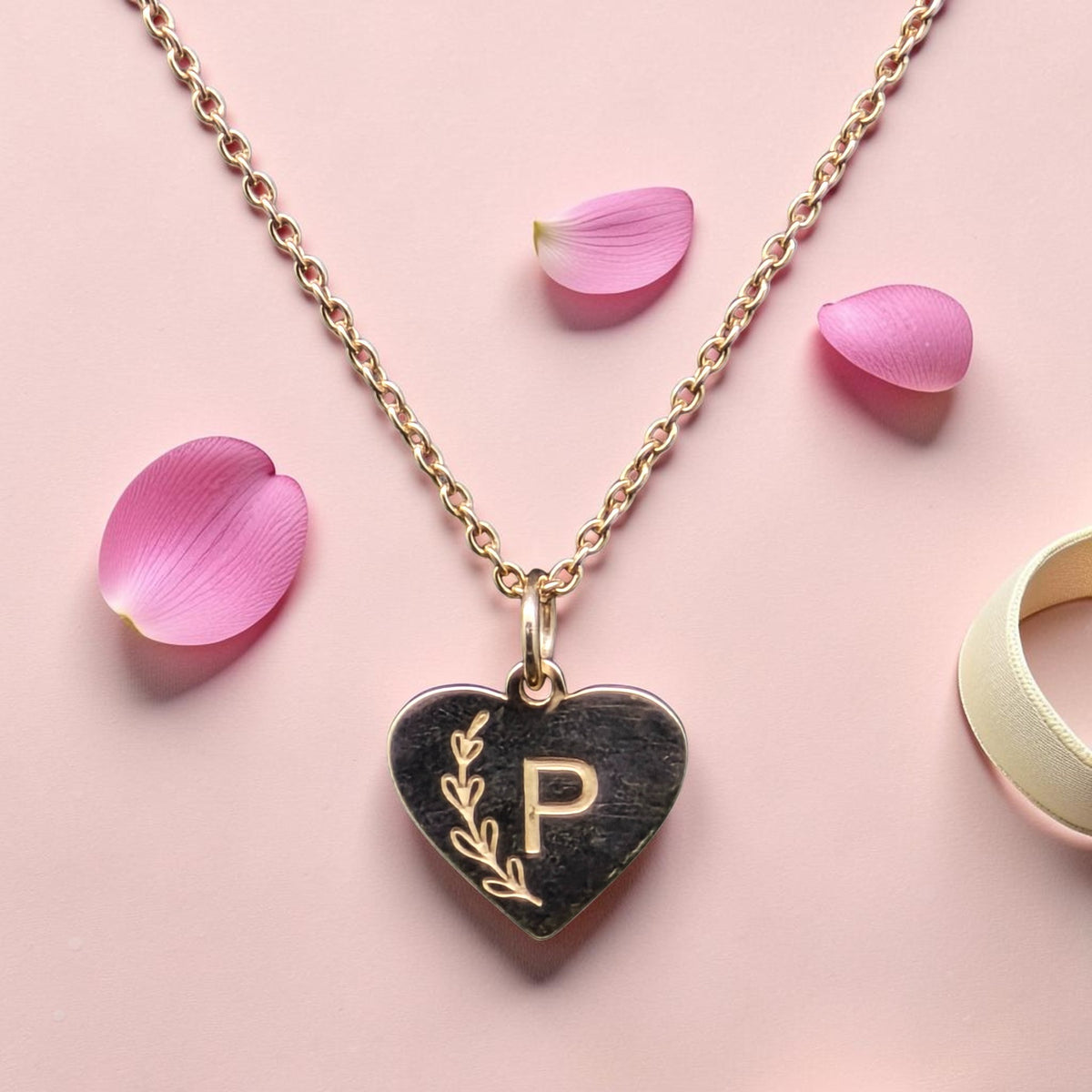 Sterling Silver Heart Initial Pendant