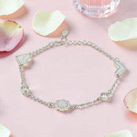 Heart Blossom - Mother of Pearl CZ Silver Bracelet