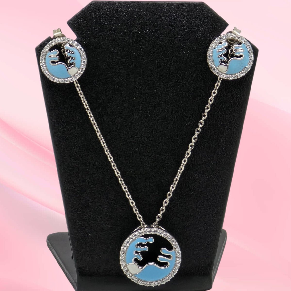 Silver Mina 925 Necklace Set with Earrings