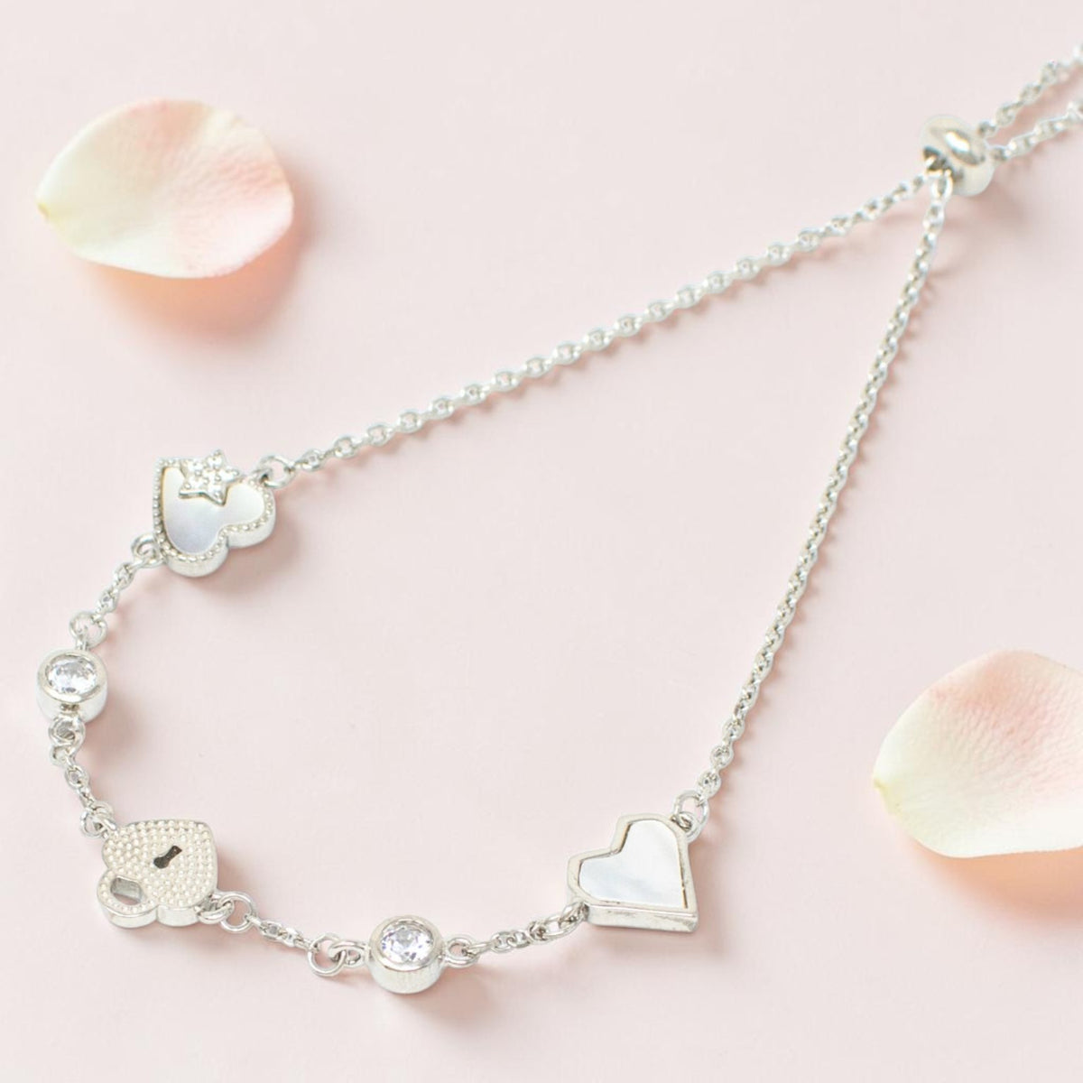 Silver Heart Lock Chain Bracelet