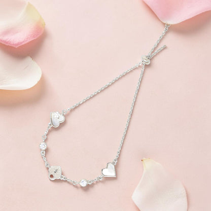 Silver Heart Lock Chain Bracelet