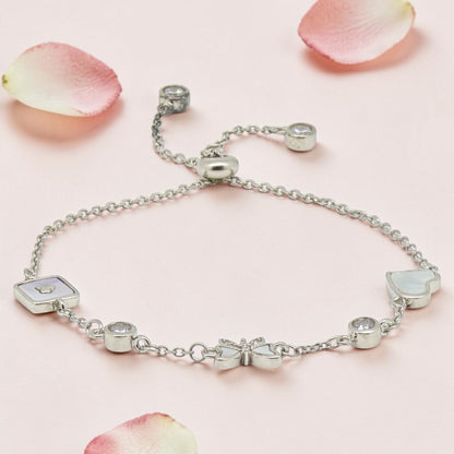 Silver MOP CZ Adjustable Bracelet
