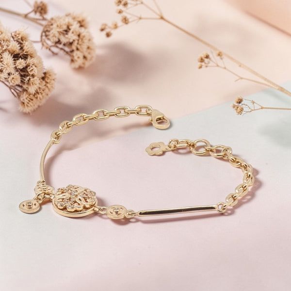 Gold Plated Chain Bracelet with Diamond Charm