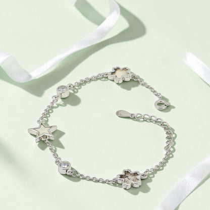 Star Flower - Mother of Pearl CZ Silver Bracelet