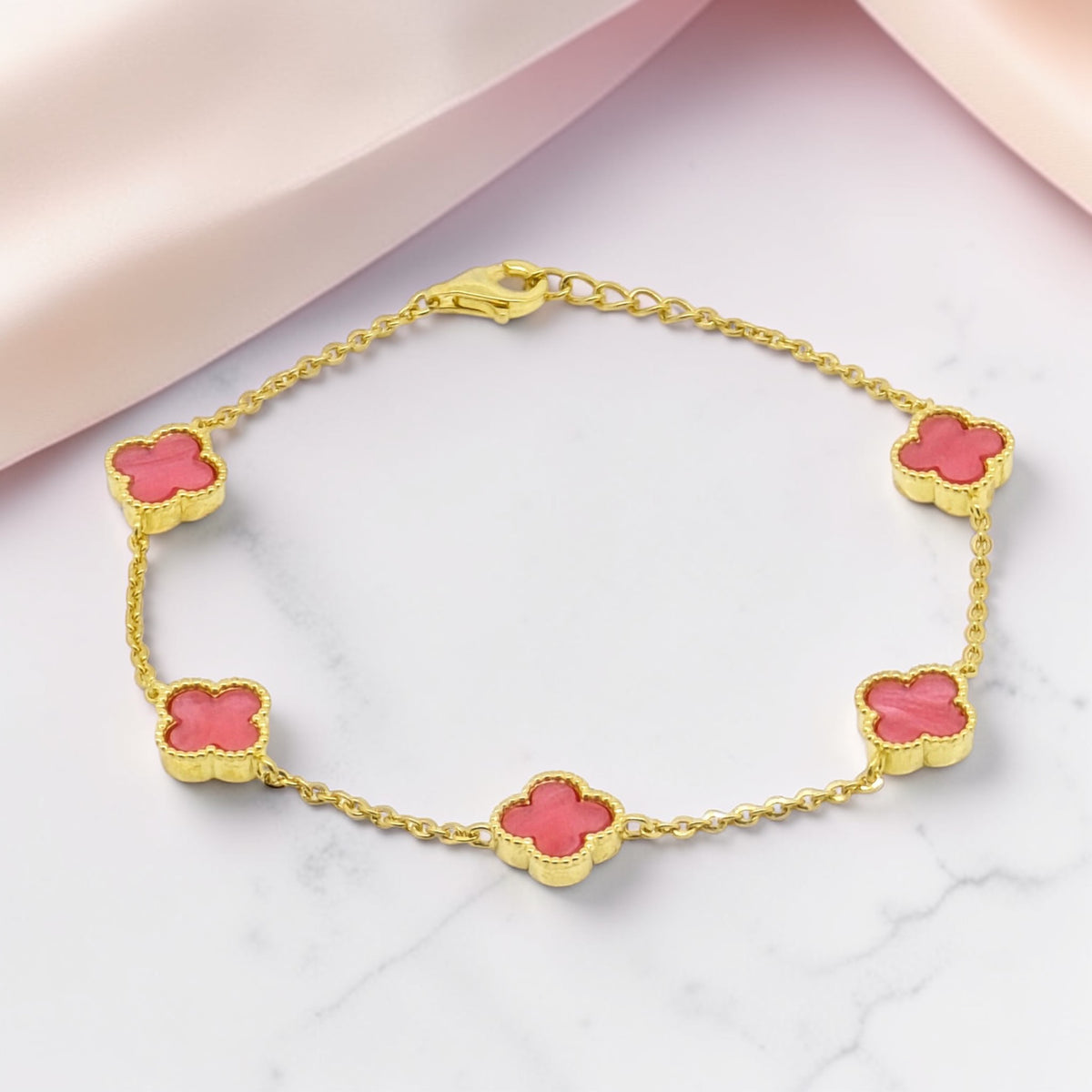 Gold Plated Clover Chain Bracelet