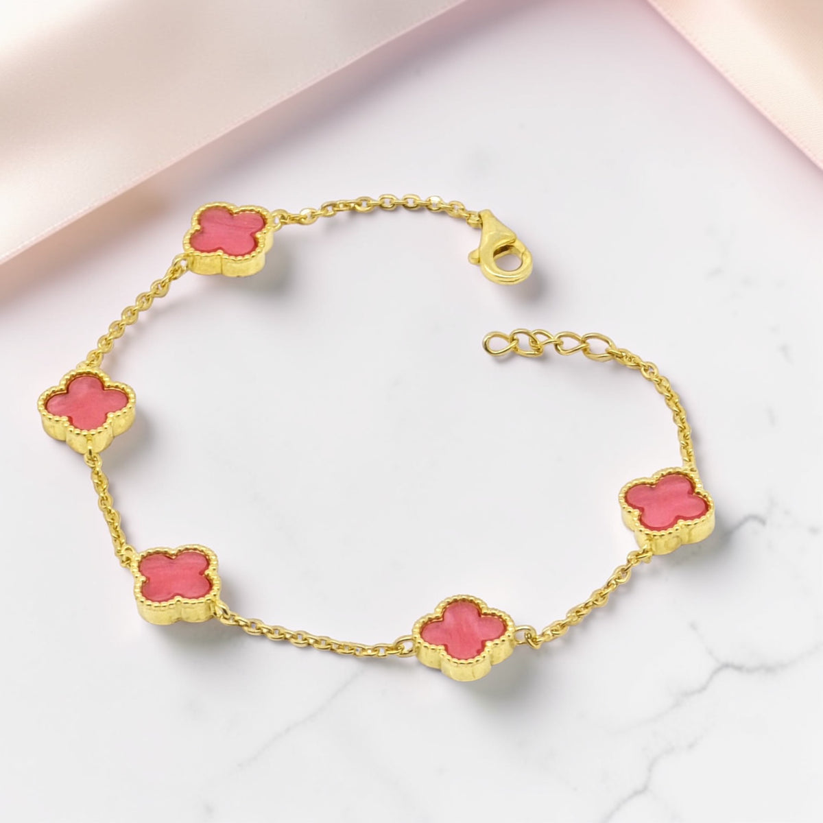 Gold Plated Clover Chain Bracelet