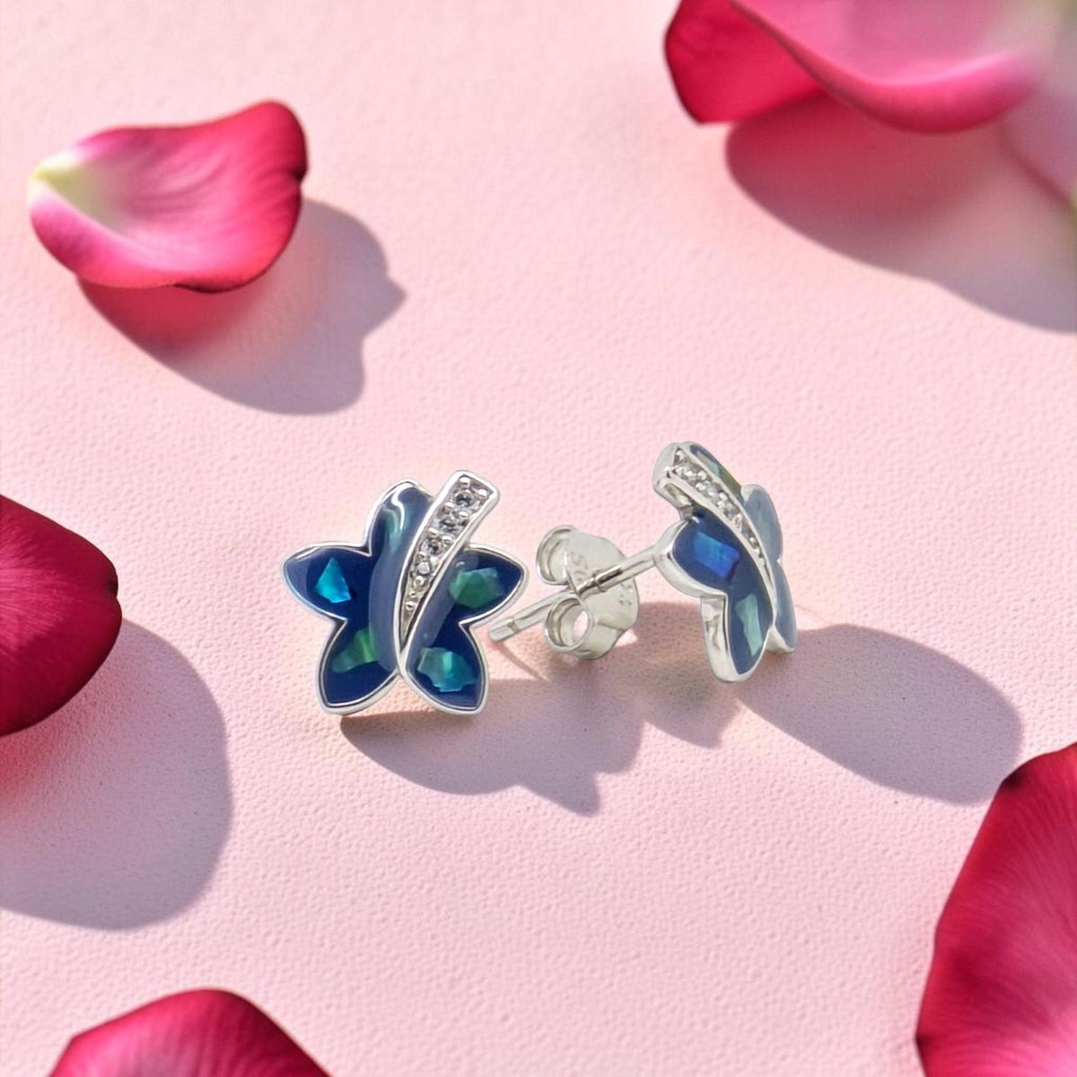 Silver 92.5 Star Enamel Earrings