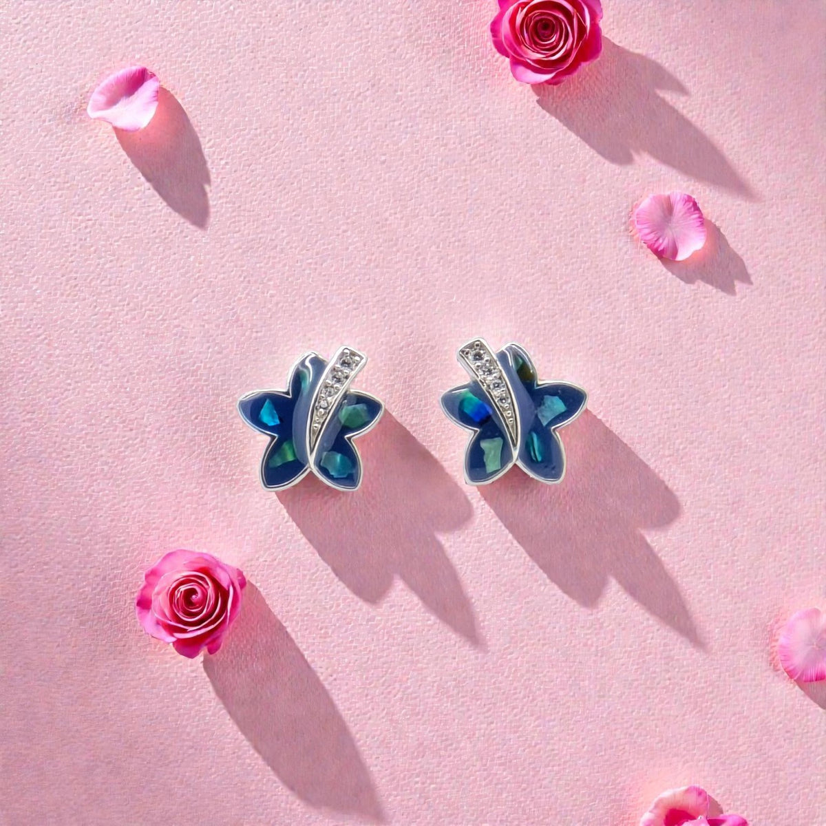 Silver 92.5 Star Enamel Earrings
