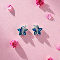 Silver 92.5 Star Enamel Earrings