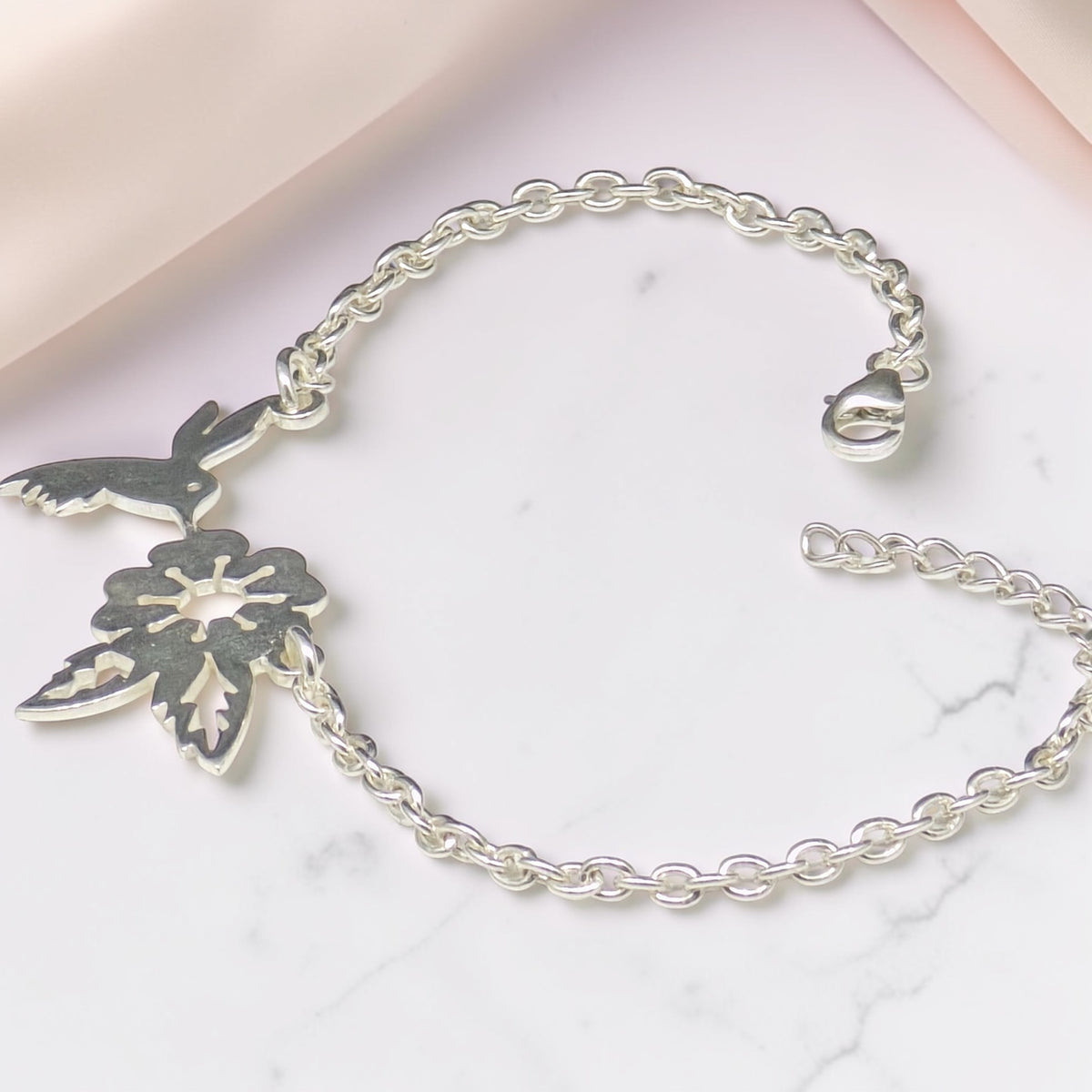 Silver Hummingbird Chain Bracelet 92.5