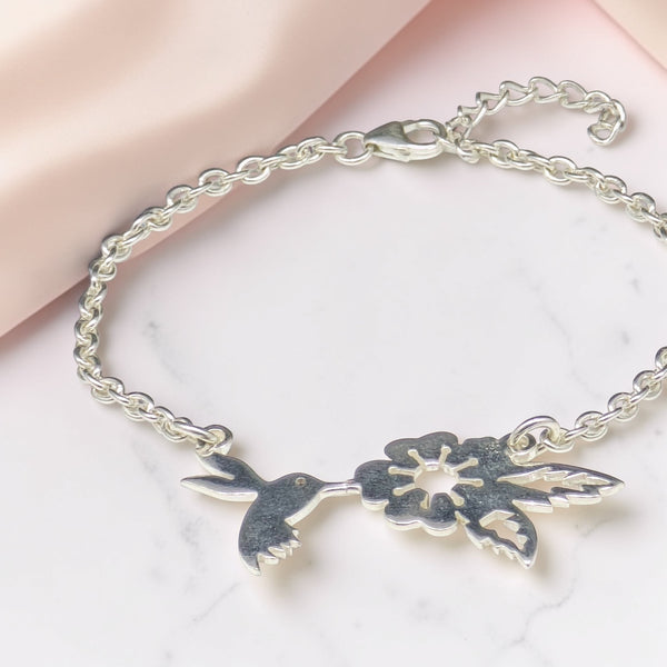 Silver Hummingbird Chain Bracelet 92.5