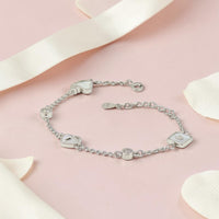 Clover Crystal - Mother of Pearl CZ  Silver Bracelet