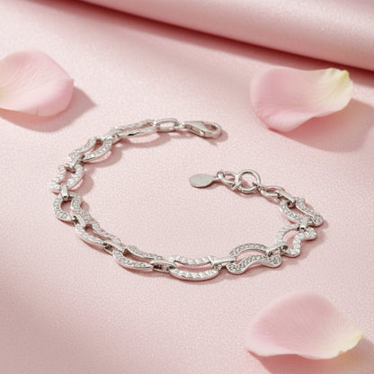 Sterling Silver Link Bracelet with CZ