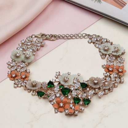 Floral MOP Bracelet Silver 92.5