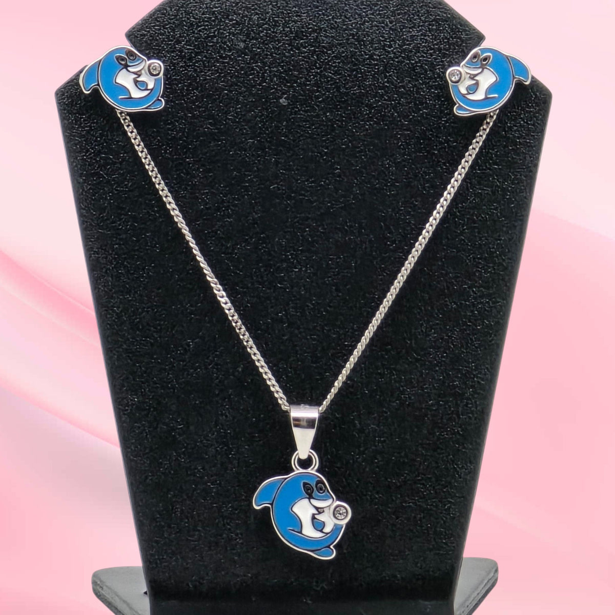 Silver Dolphin Pendant Set for Kids