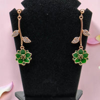Green Flower Sterling Silver Drop Earrings
