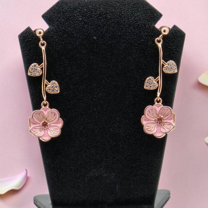 Silver 92.5 Flower Drop Earrings