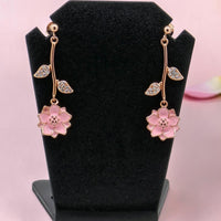 Rose Gold Flower Drop Earrings