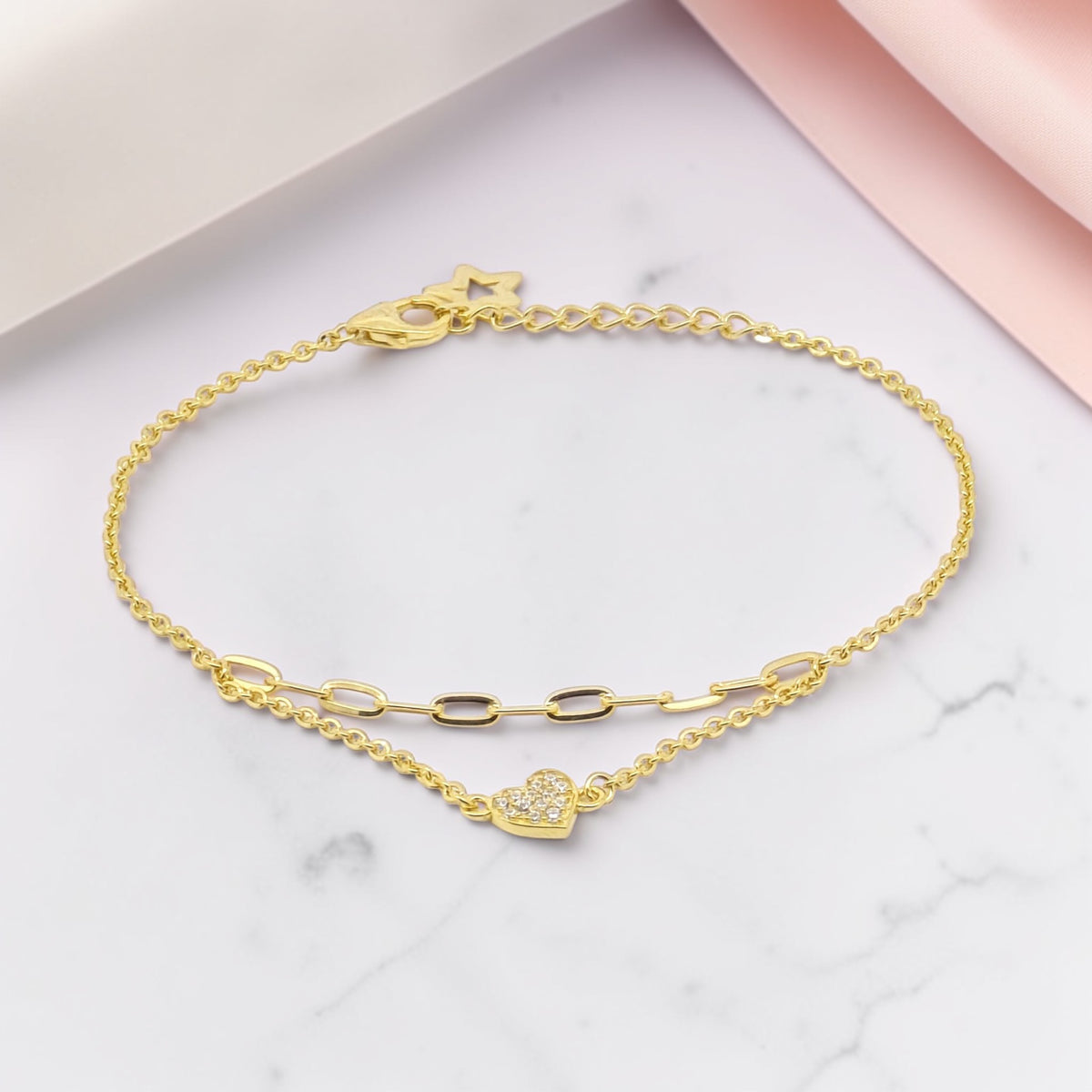 Gold Heart Chain Bracelet