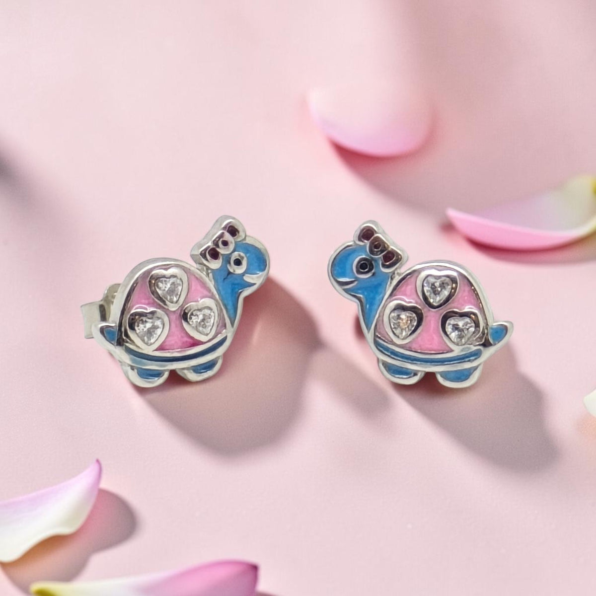 Sterling Silver Turtle Earrings for Kids