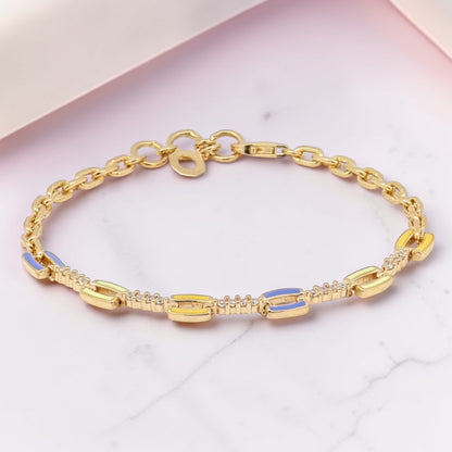 Gold Plated Enamel Chain Bracelet
