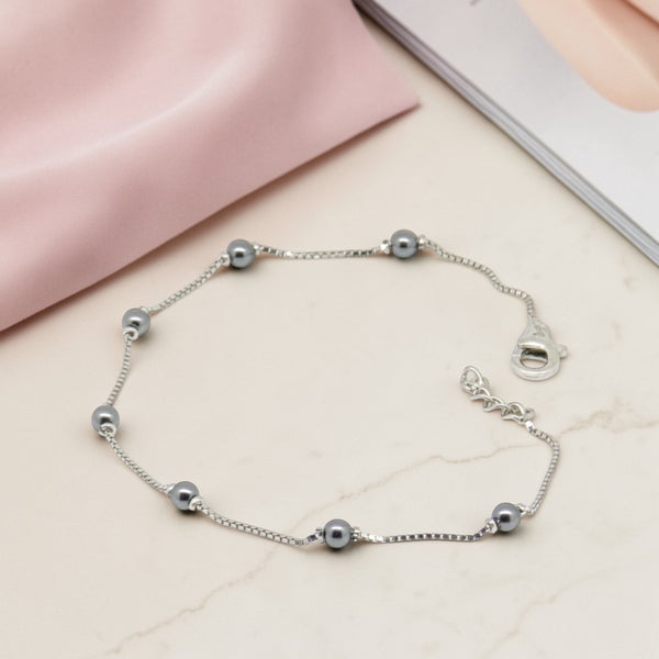 925 Sterling Silver Pearl Chain Bracelet