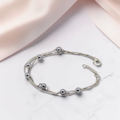Sterling Silver Beaded Chain Bracelet