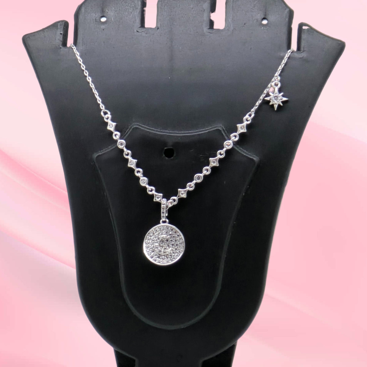 Silver 925 Necklace Set with Round Pendant