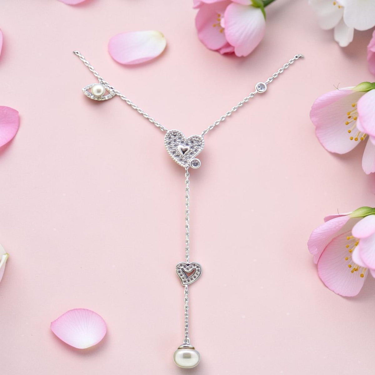 Silver 925 Necklace Set with Pearl