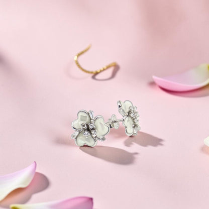 Sterling Silver Clover Stud Earrings
