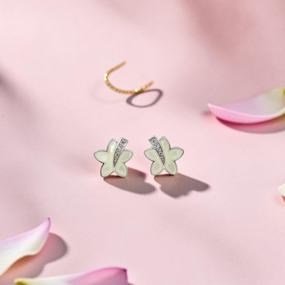 White Flower Stud Earrings 925 Sterling Silver