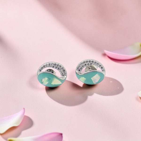 Sterling Silver Opal Inlay Circle Tops