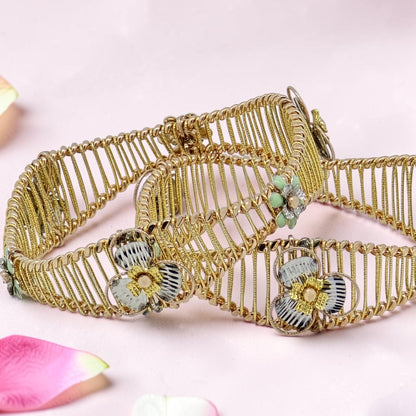 Vintage Gold Plated Floral Bangle Bracelet