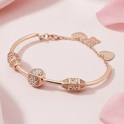 Rose Gold Plated Fancy Silver Kada Bracelet