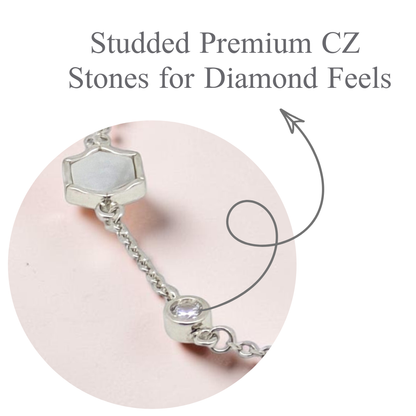 Heart Blossom - Mother of Pearl CZ Silver Bracelet